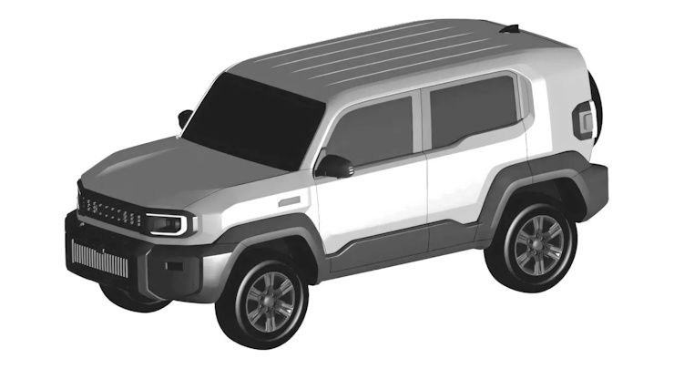 2027 toyota fj cruiser (baby land cruiser) suv patent sketch