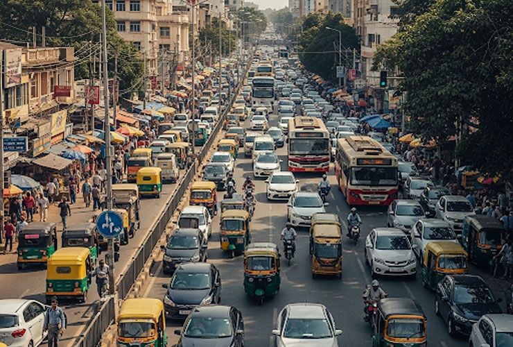 busy street in bangalore ai generated