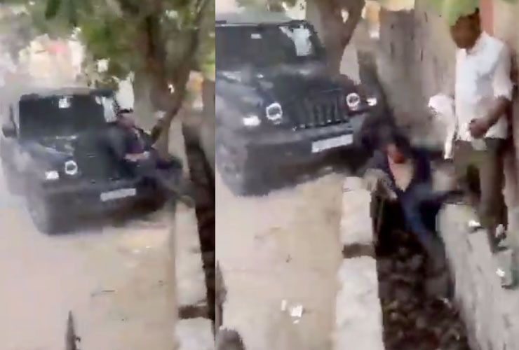 mahindra thar hits man in road rage noida