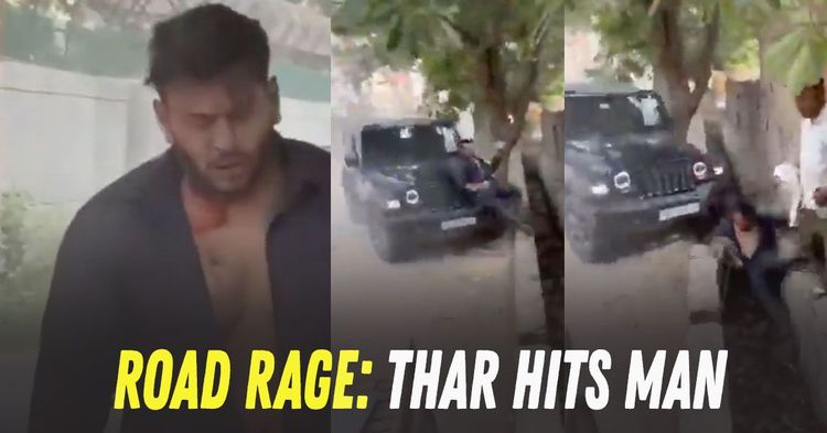 mahindra thar hits man in road rage mahindra thar hits man in road rage