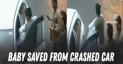 baby saved from crashed car baby saved from crashed car