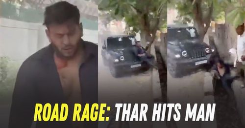 mahindra thar hits man in road rage mahindra thar hits man in road rage