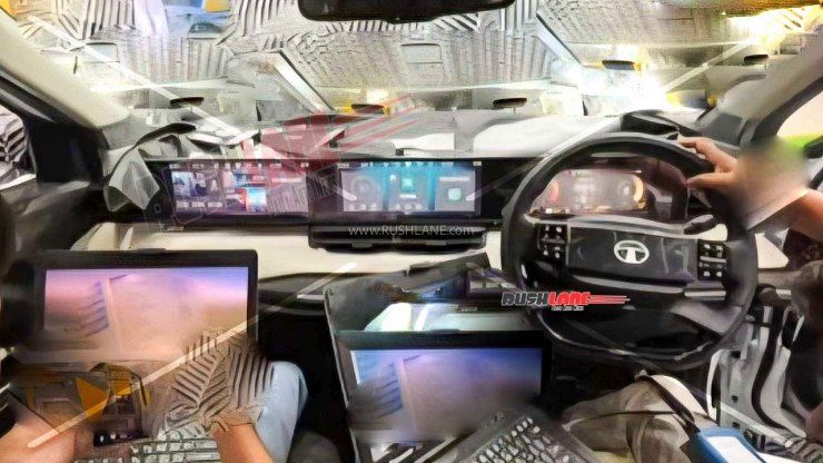 tata sierra ev triple screen layout