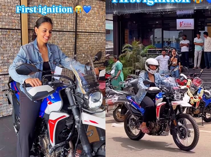 woman riding new hero xpulse