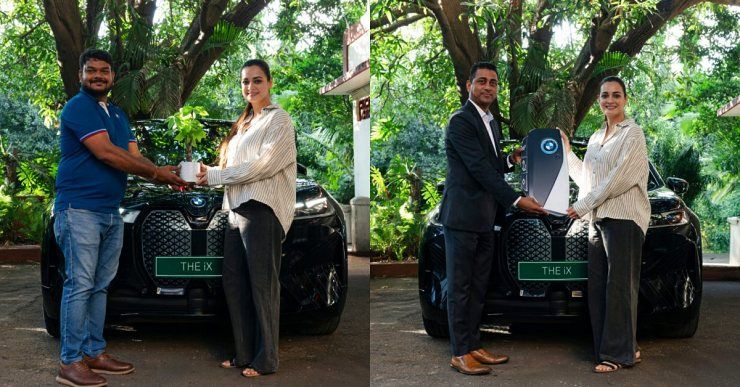 dia mirza bmw ix at her home