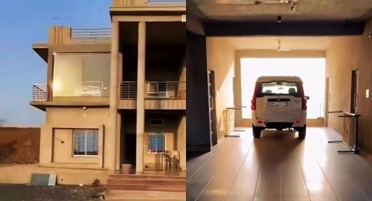 mahindra scorpio on first floor of house