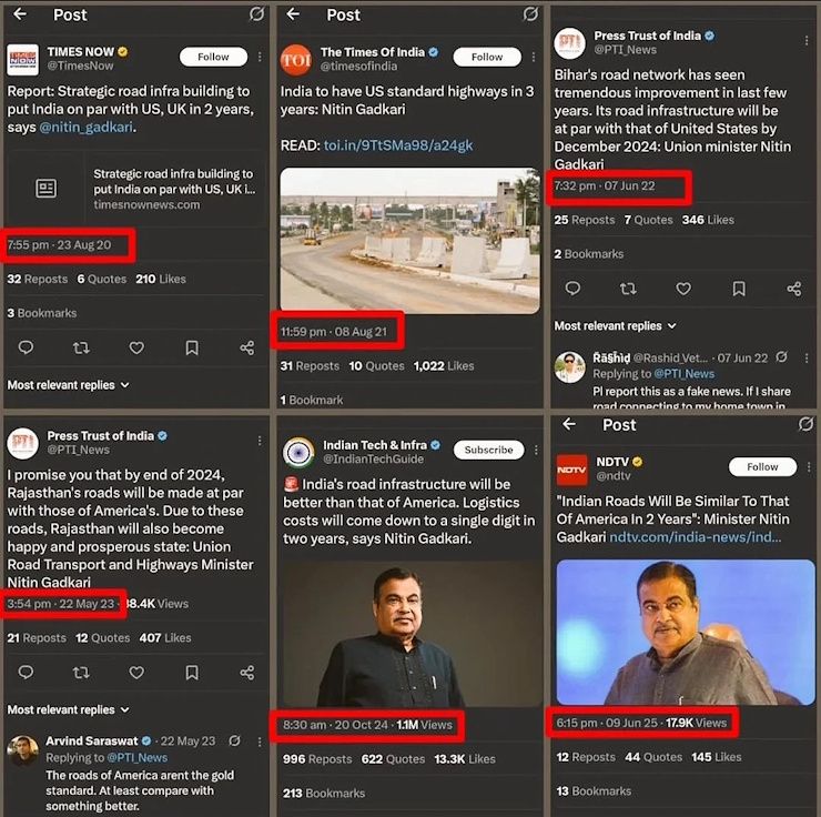 nitin gadkari's indian roads better than US roads promise