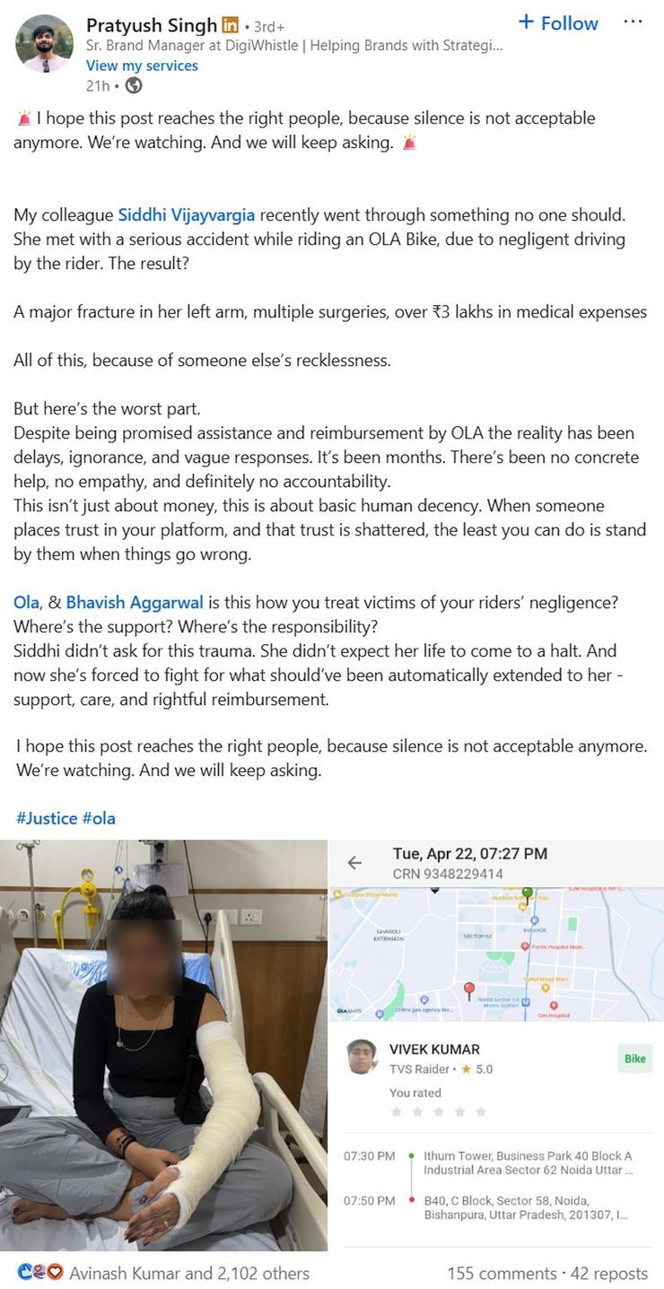 ola bike taxi accident