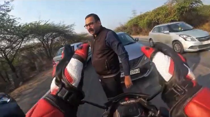 biker vs baleno driver road rage india