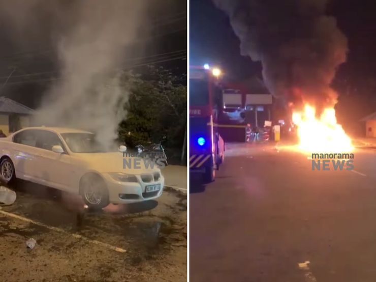 bmw catches fire