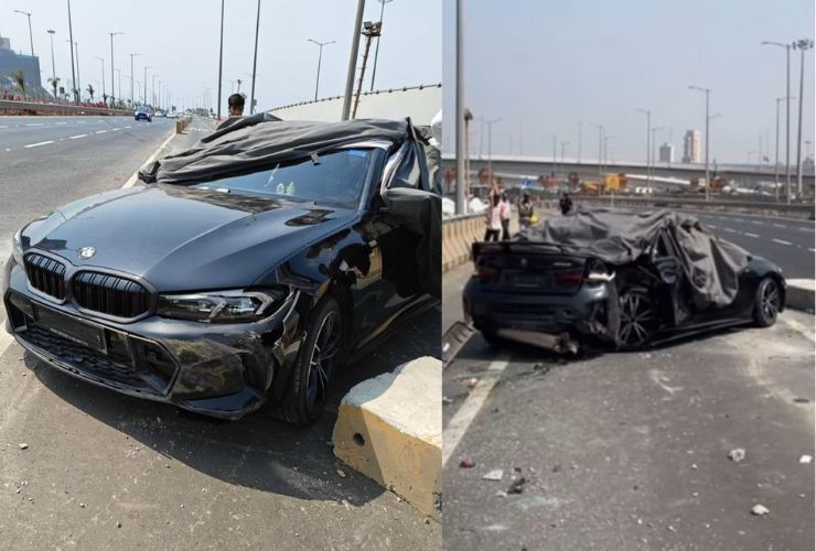 bmw m340i crash in coastal road mumbai