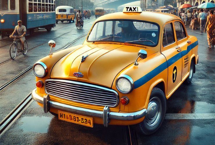 classic yellow taxi in kolkata hindustan ambassador 