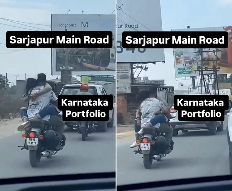 couples romancing on bike