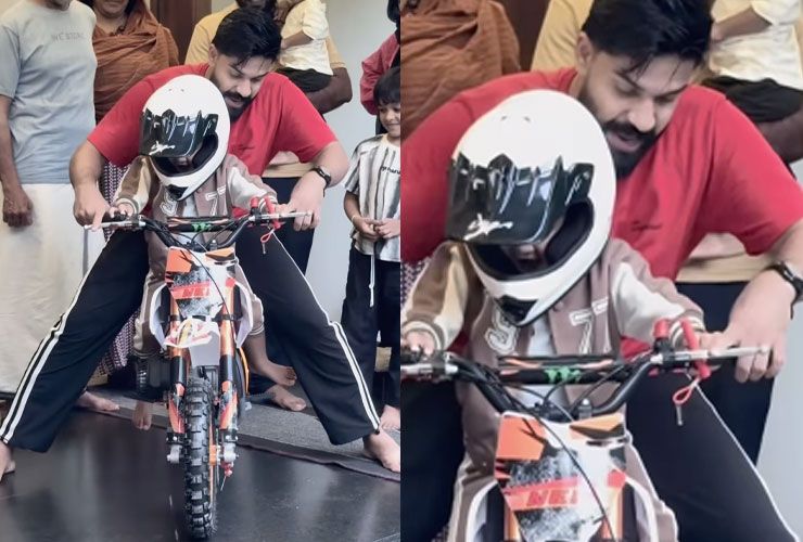 dad buys mini dirt bike for his son