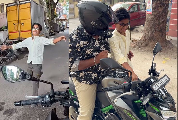dad buys superbike, son cries happy tears
