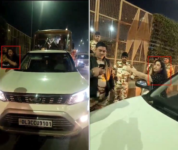 drunk woman blocks way for itbp bus