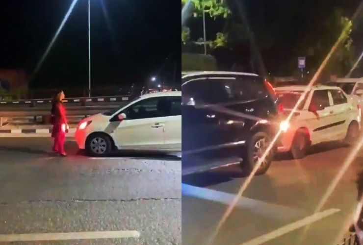 drunk woman stops amaze and causes crash 