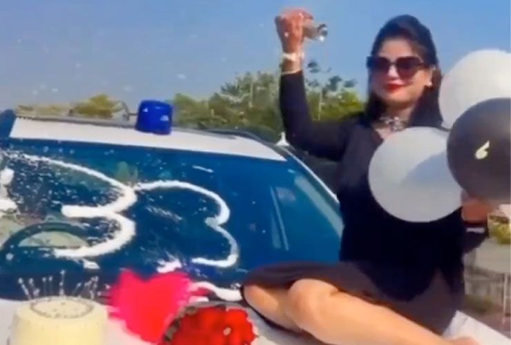 dsp wife celebrates birthday on official vehicle