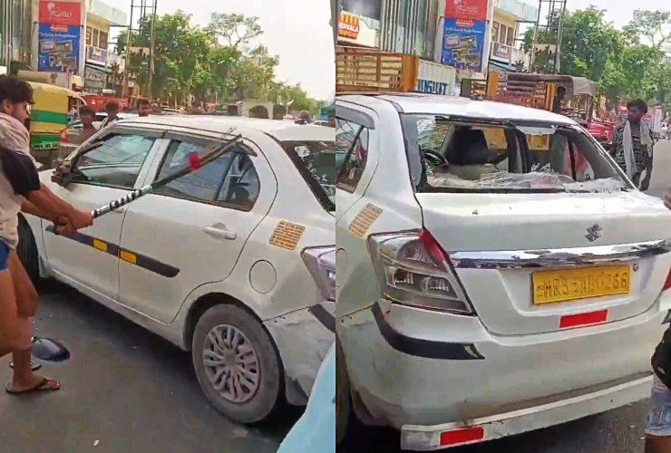 dzire destroyed by kanwariyas