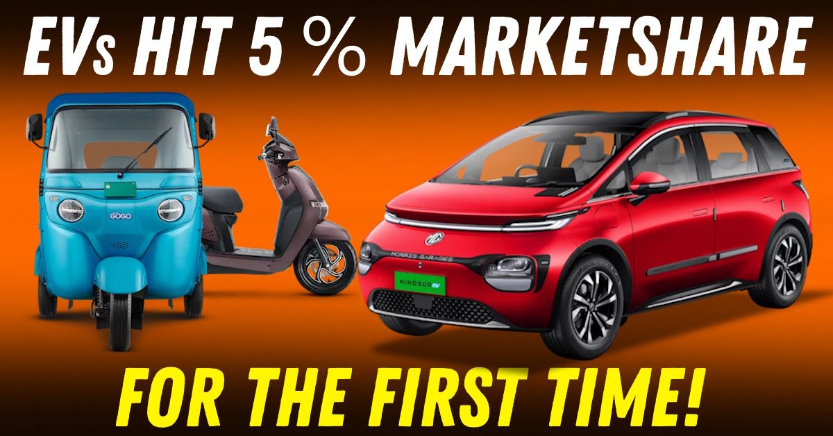 electric vehicles 5 % marketshare first time india featured