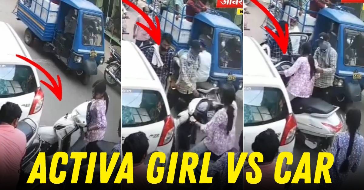 honda activa girl crashes twice in 10 seconds