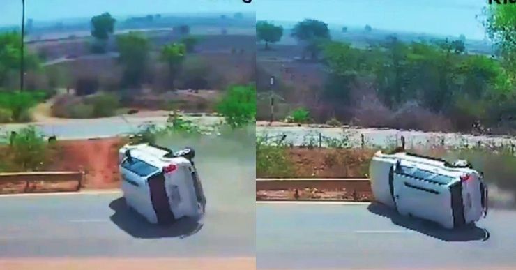 mahindra scorpio drags 100 feet trying to save cow