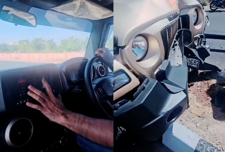 mahindra thar accident due to touchscreen