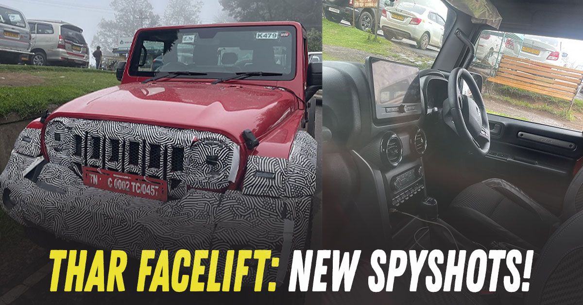 mahindra thar facelift spied on test
