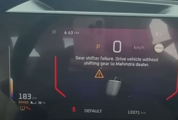 mahindra xev 9e gear selector failure
