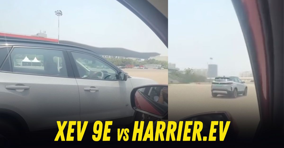 mahindra xev 9e vs harrier.ev drag race