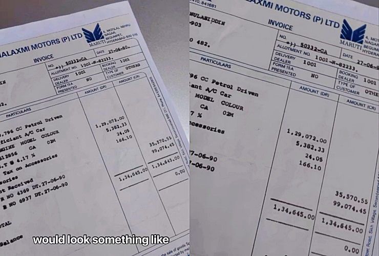 maruti 800 original invoice