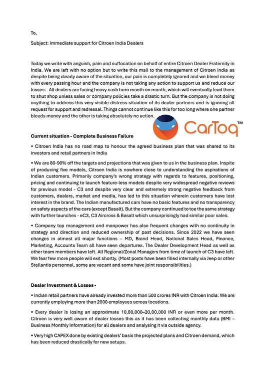 citroen dealer open letter 1
