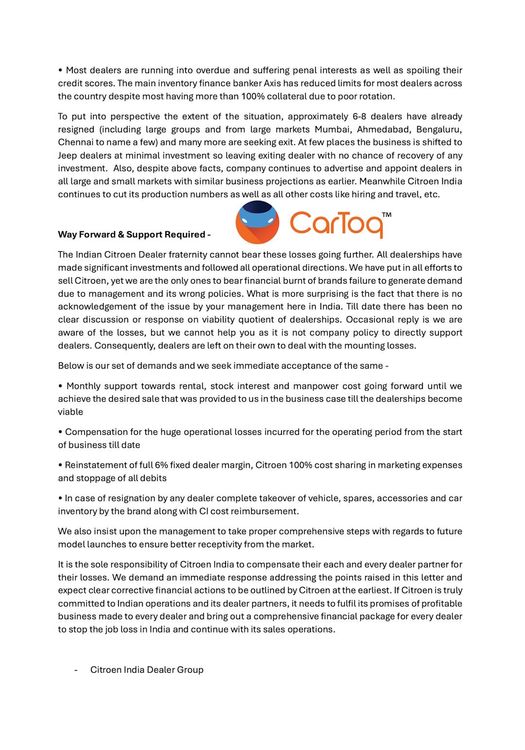 citroen dealer open letter 2