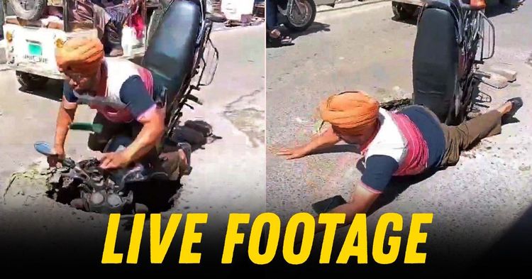 dangerous pothole vs motorcycle moga punjab featured
