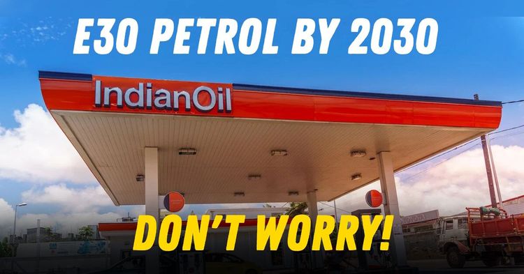 Indian fuel station and text about e30 petrol Indian fuel station and text about e30 petrol