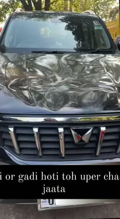 elephant on bonnet of mahindra scorpio-n