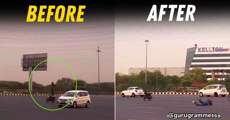 gurugram hero splendor highway stunt fail featured gurugram hero splendor highway stunt fail featured