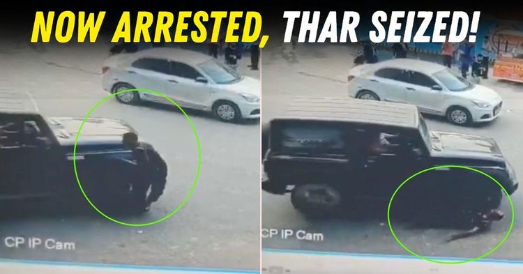 mahindra thar runs over security guard honking featured mahindra thar runs over security guard honking featured