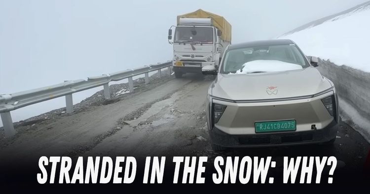 mahindra xev 9e stranded in snow mahindra xev 9e stranded in snow