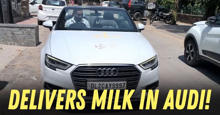 man delivers milk in audi a3 cabriolet man delivers milk in audi a3 cabriolet