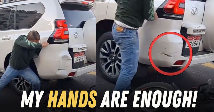 man fixes dents with bare hands man fixes dents with bare hands