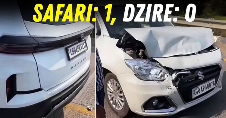 maruti dzire rear ends tata safari featured maruti dzire rear ends tata safari featured