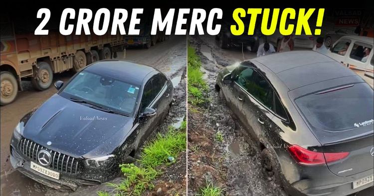 mercedes benz gle 53 amg stuck gujarat overtaking featured 
