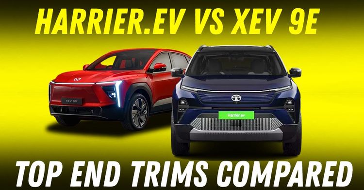 tata harrier.ev vs mahindra xev 9e top end trims compared featured tata harrier.ev vs mahindra xev 9e top end trims compared featured