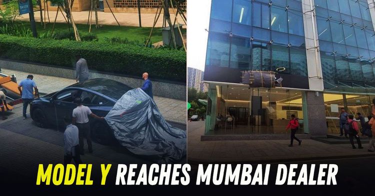 tesla model y spotted at mumbai dealership tesla model y spotted at mumbai dealership