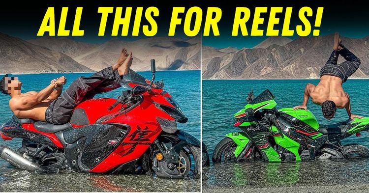 tourists ride superbikes into pangong tso lake featured tourists ride superbikes into pangong tso lake featured