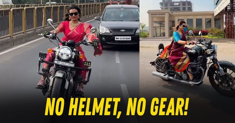 woman in saree riding royal enfield super meteor without helmet woman in saree riding royal enfield super meteor without helmet