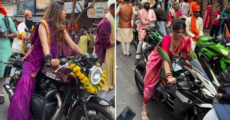 women in saree ride superbikes women in saree ride superbikes