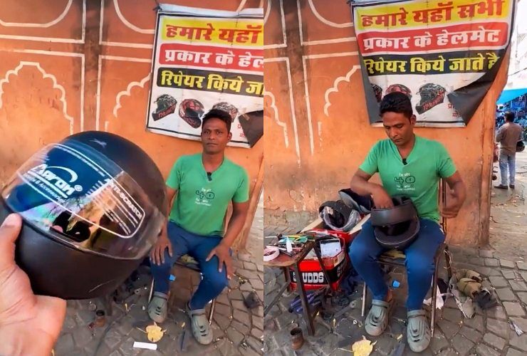 old helmet fixed with glue 