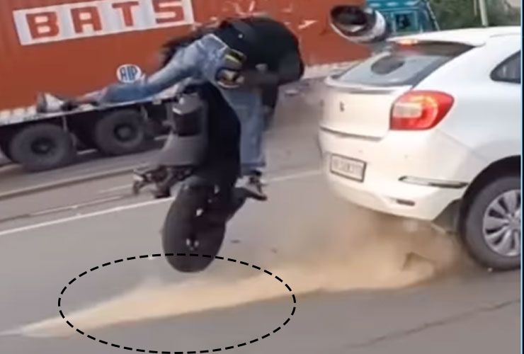 sand on road biker crash